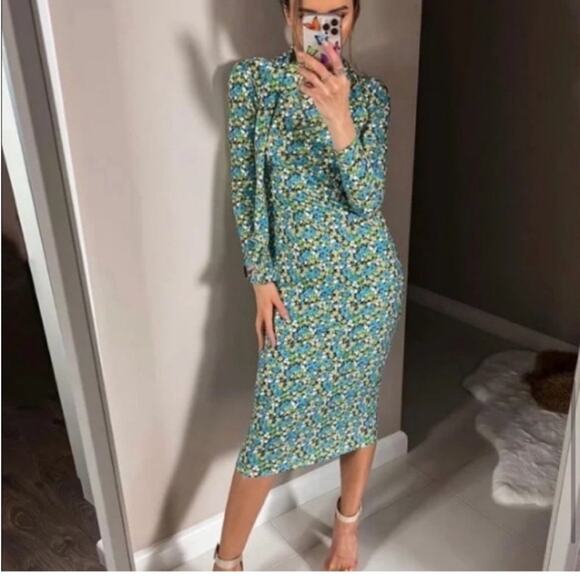 Zara Midi Floral Dress Size Small - Picture 1 of 10